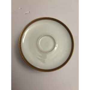 Treasure Chest Germany Saucer Gold Greek Key Rim White Porcelain Set of 6